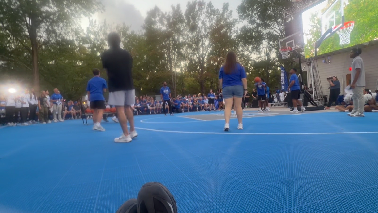 On-court activity at Memphis Madness at the Zoo with the crowd close to the action